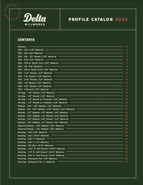 Delta Millworks Profile Catalog Delta Millworks